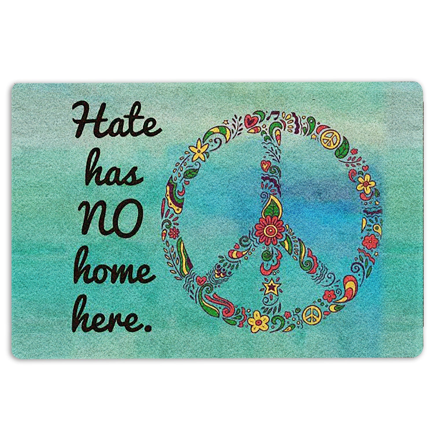 Lgbt Rubber Doormat, Hate Has No Home Here Lgbt Lgbtq Pride Love Is Love Peace Sign Welcome Doormat, Indoor Outdoor Door Mat, Home Decor