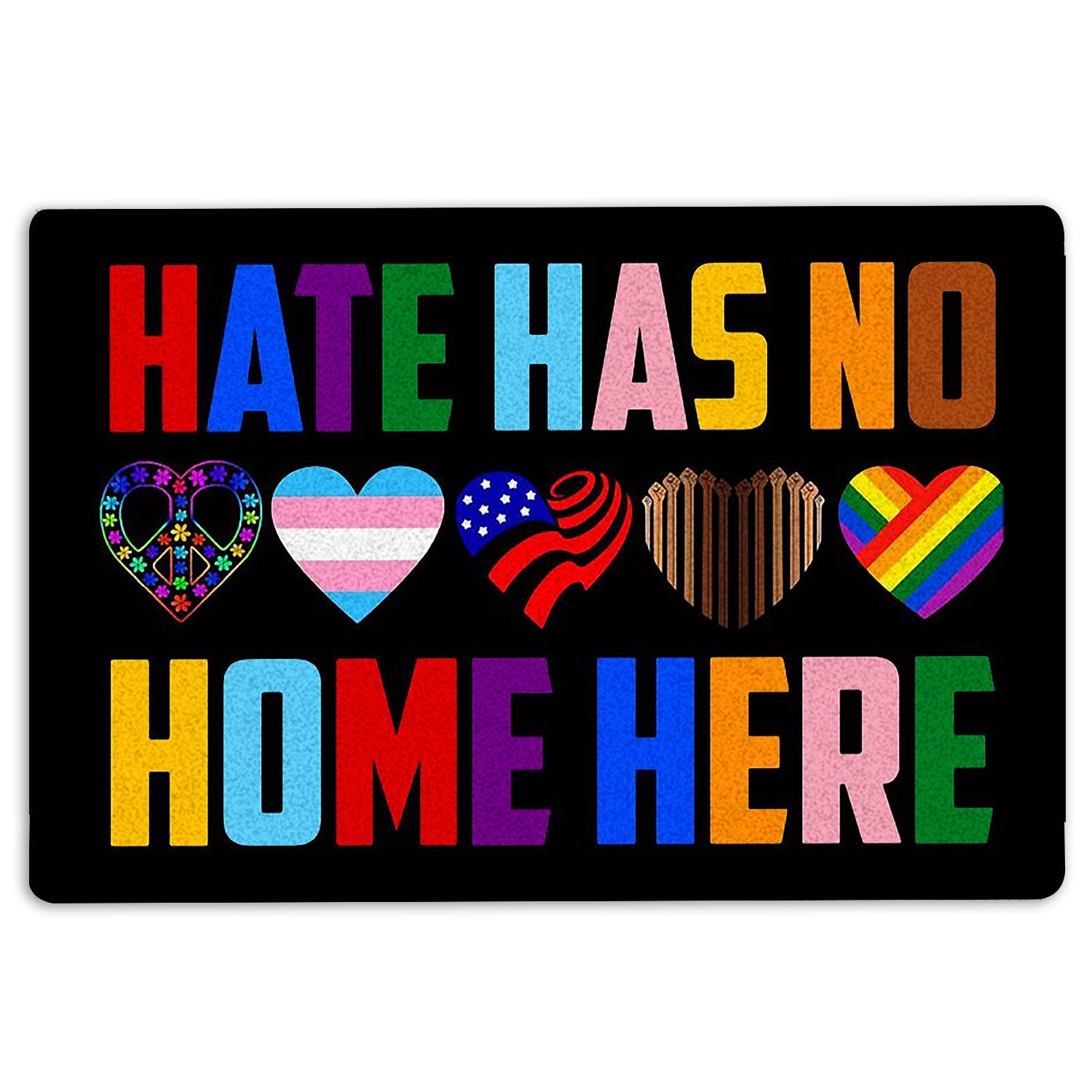 Lgbt Rubber Doormat, Hate Has No Home Here Lgbt Lgbtq Pride Love Is Love Equality Welcome Doormat, Indoor Outdoor Door Mat, Home Decor