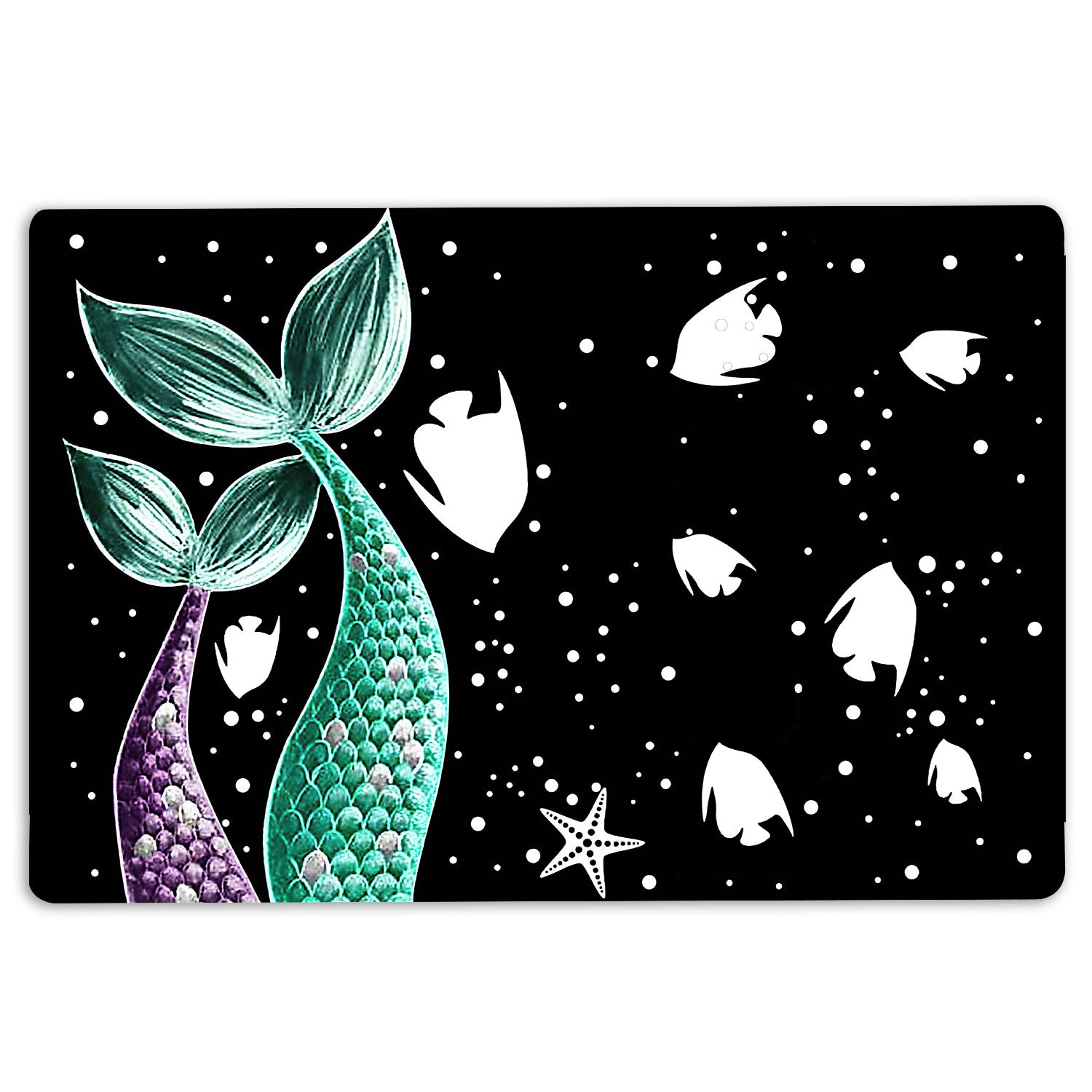 Mermaid Rubber Doormat, Green Mermaid Tail Mystery Sea Ocean Lover Unique Idea Black Welcome Doormat, Indoor Outdoor Door Mat, Home Decor