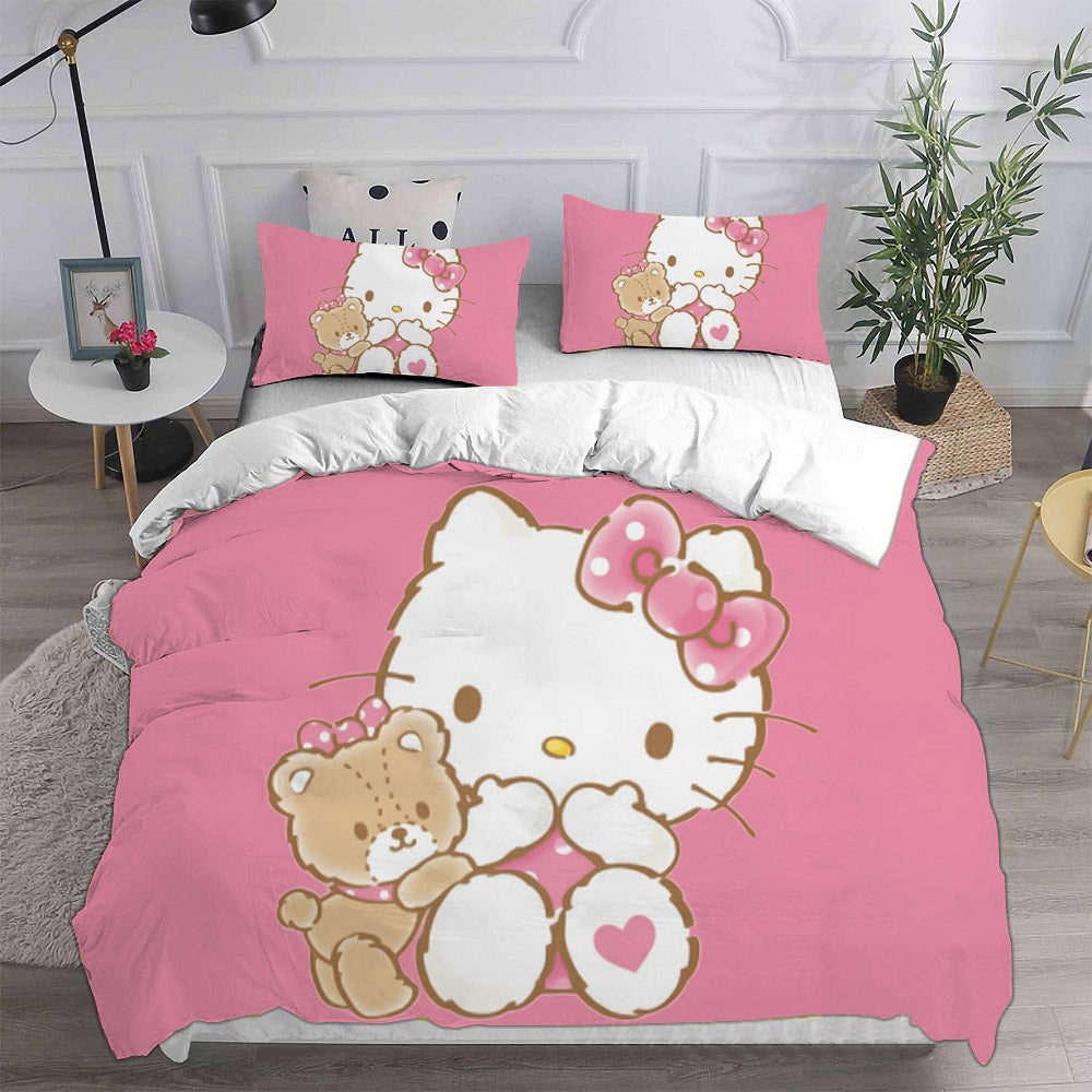 Hello Kitty Bedding Sets Gift For Fathers Day, Halloween, Christmas