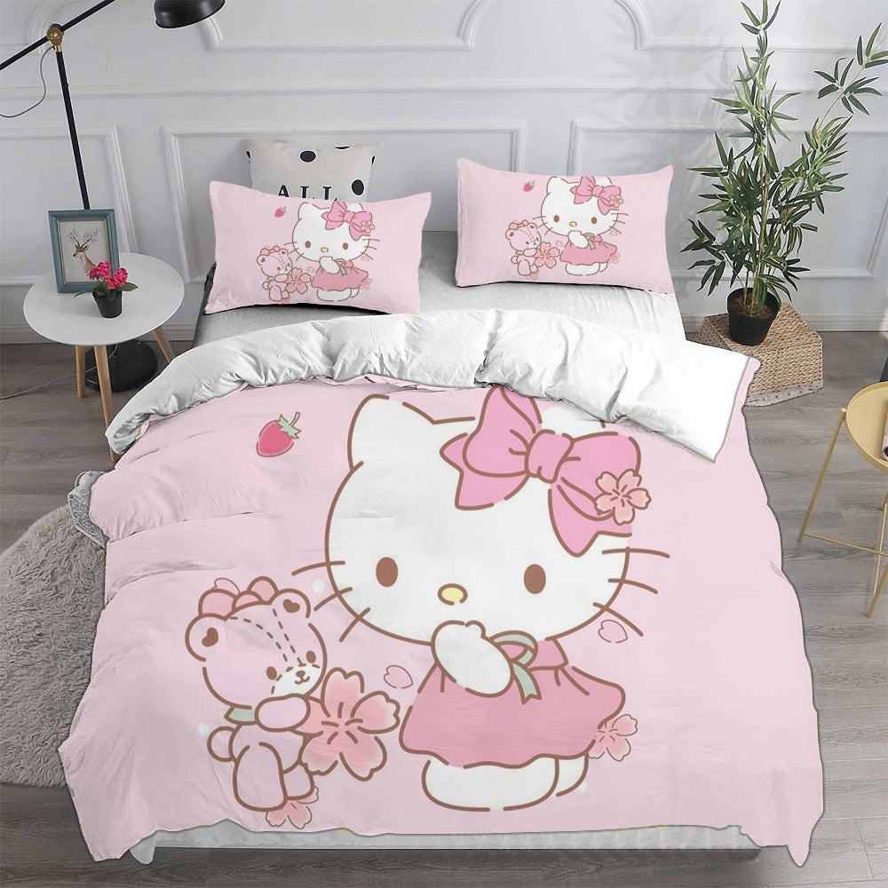 Hello Kitty Bedding Sets Gift For Christmas, Halloween, Black Friday