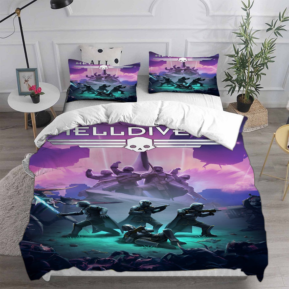 Helldivers 2 Bedding Sets Duvet Cover, Flatsheet, Pillowcases Perfect Gift For Fans