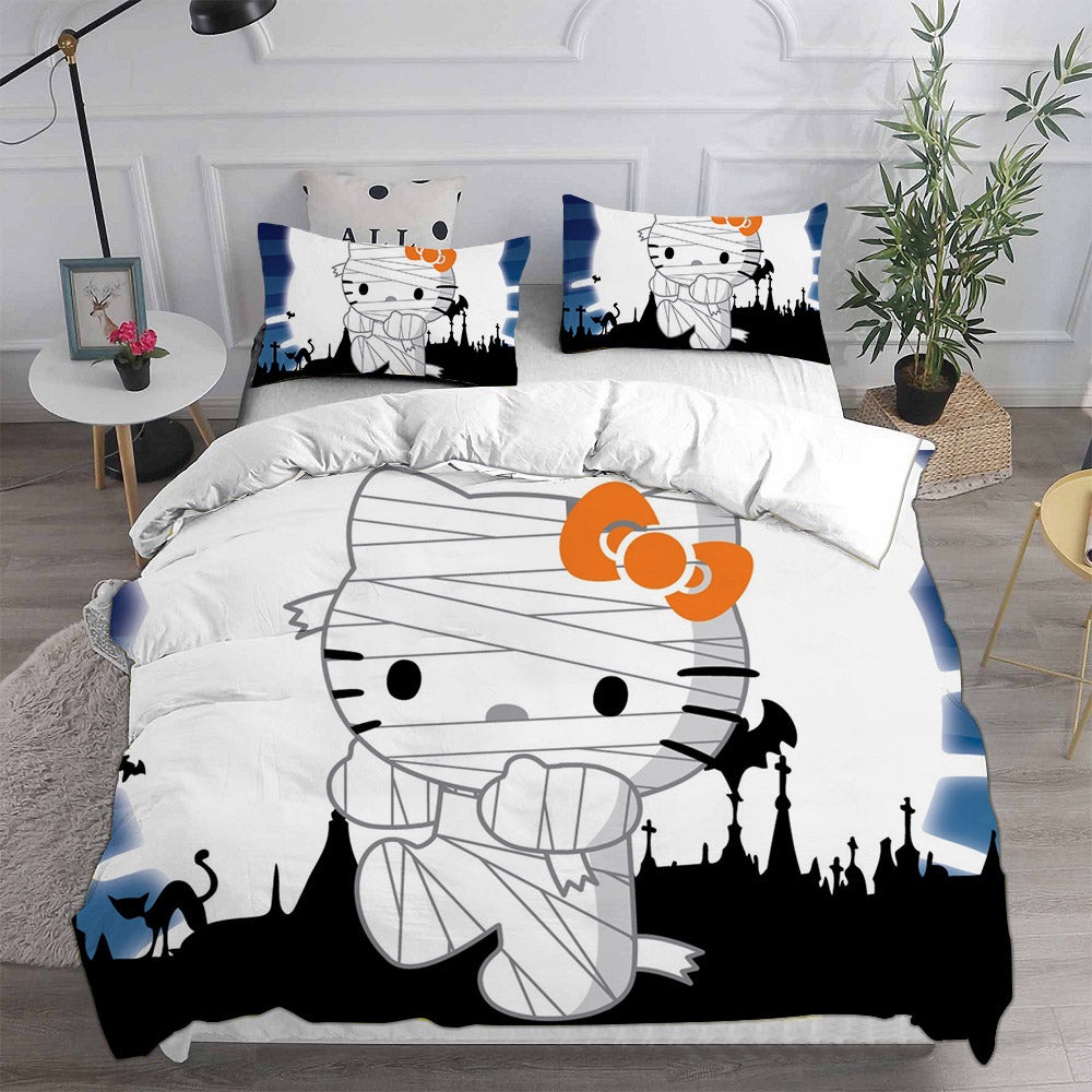 Hello Kitty Decorative Bedding Sets For Fan, Halloween, Christmas, Thanksgiving