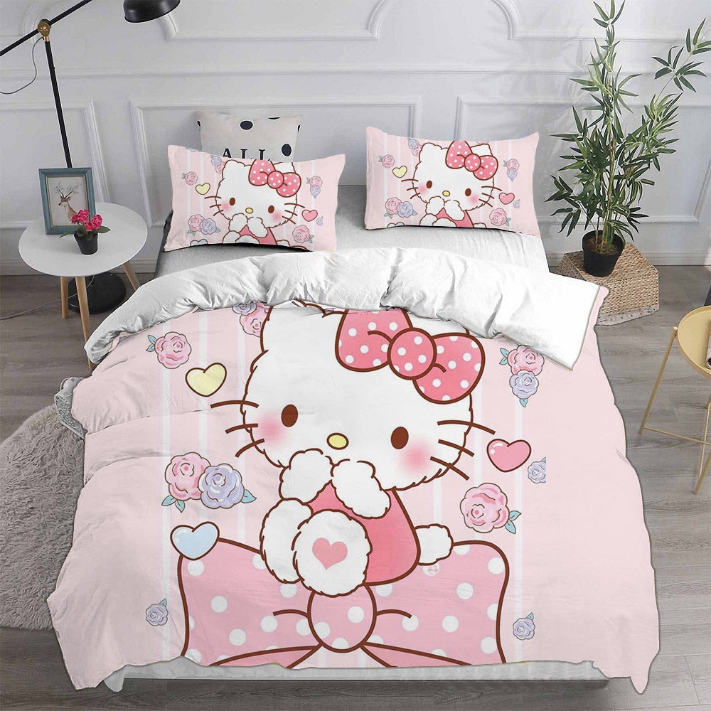 Hello Kitty Bedding Sets Gift For Halloween, Thanksgiving, Christmas