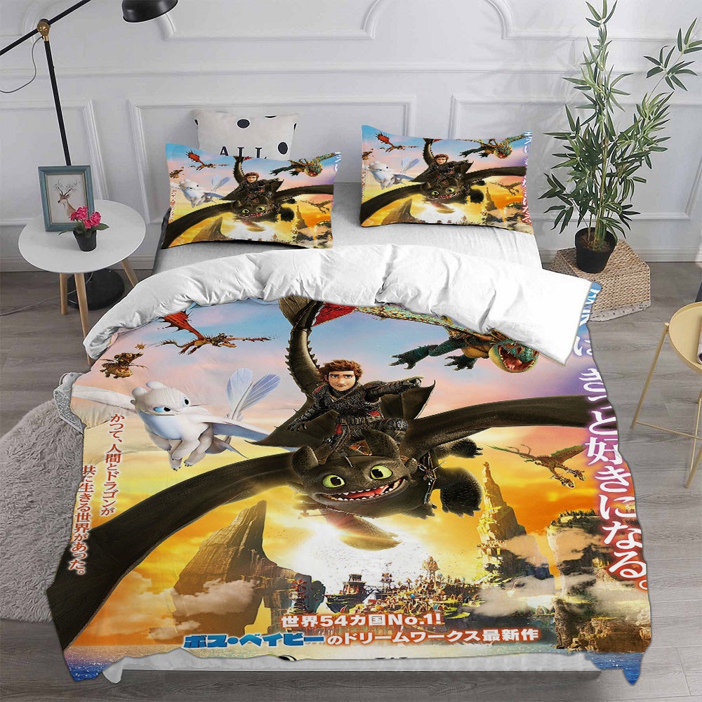How to Train Your Dragon Bedding Sets Gift For Christmas, Thanksgiving, Halloween