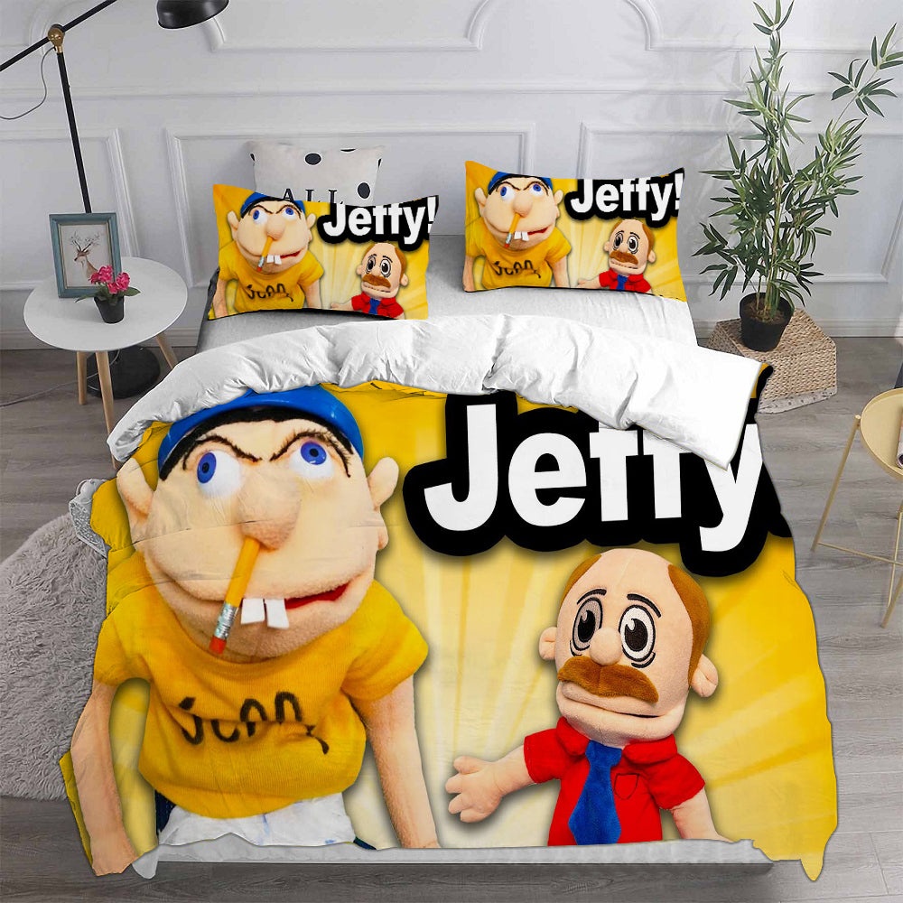 Jeffy Bedding Sets Duvet Cover, Flatsheet, Pillowcases Perfect Gift For Fans