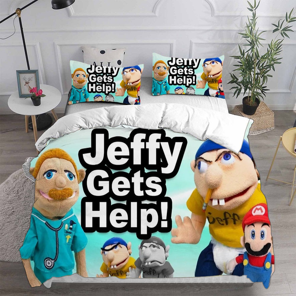 Jeffy Decorative Bedding Sets For Fan, Halloween, Christmas, Thanksgiving
