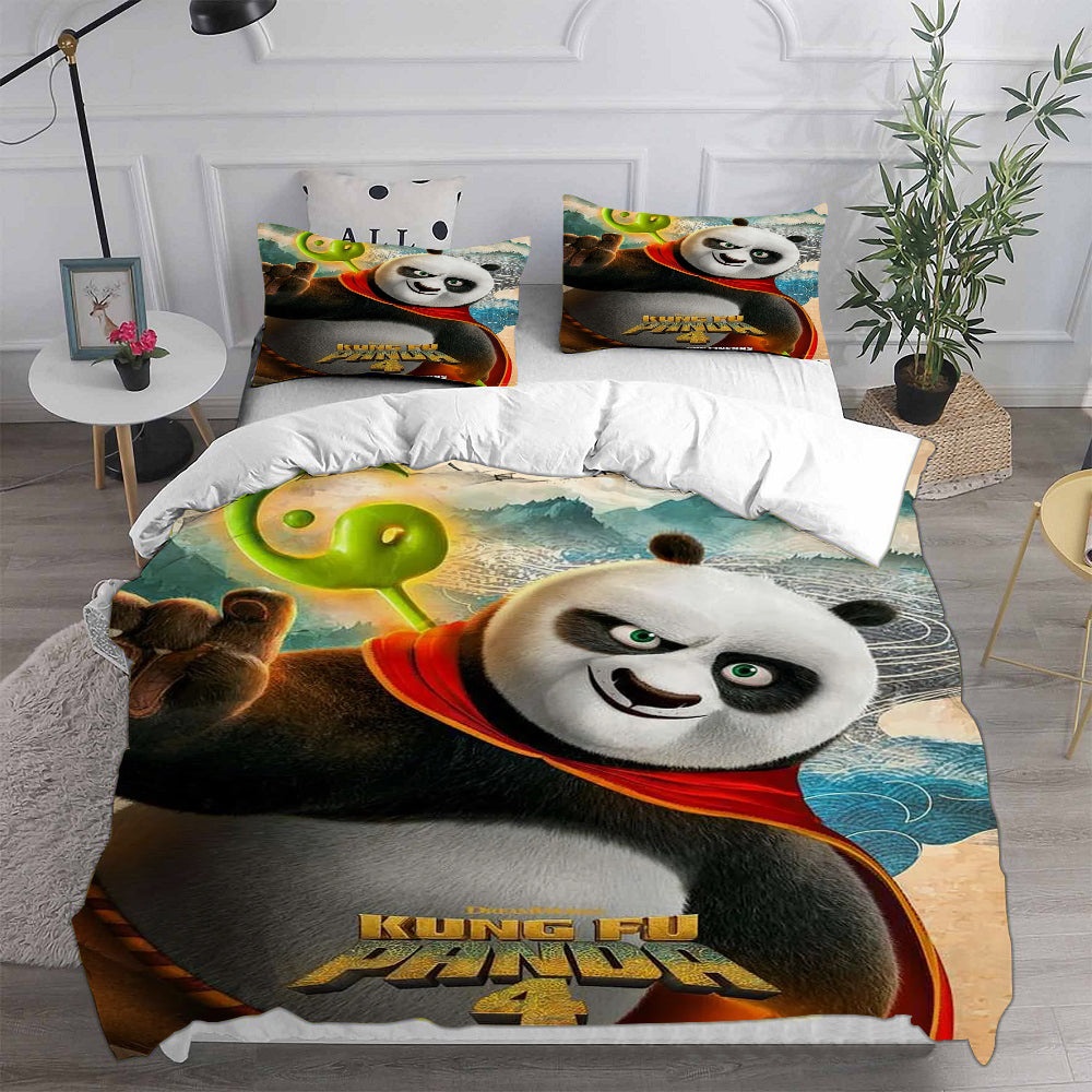 Kung Fu Panda 4 Bedding Sets Gift For Halloween, Thanksgiving, Christmas