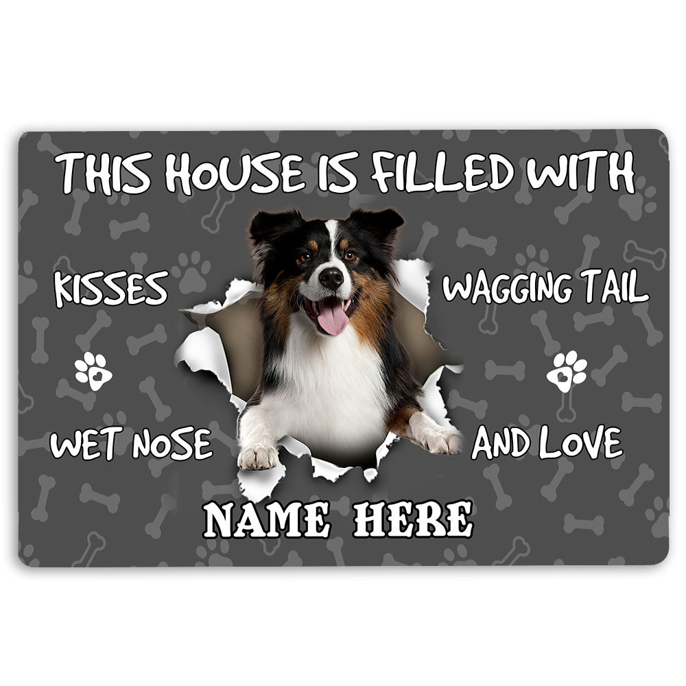 Australian Shepherd Rubber Doormat, Australian Shepherd Dog Lover Pawprint Welcome, Indoor Outdoor Door Mat, Home Decor