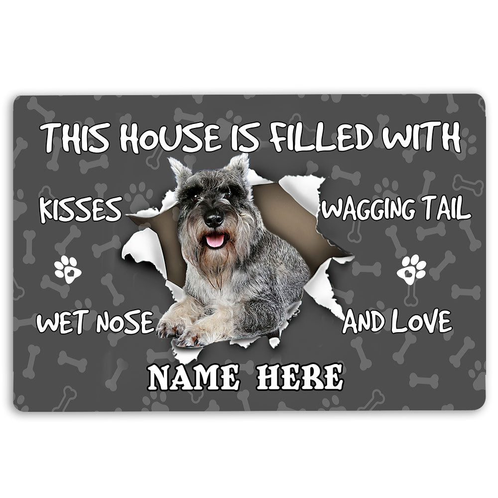 Miniature Schnauzer Rubber Doormat, Miniature Schnauzer Dog Lover Pawprint Welcome, Indoor Outdoor Door Mat, Home Decor