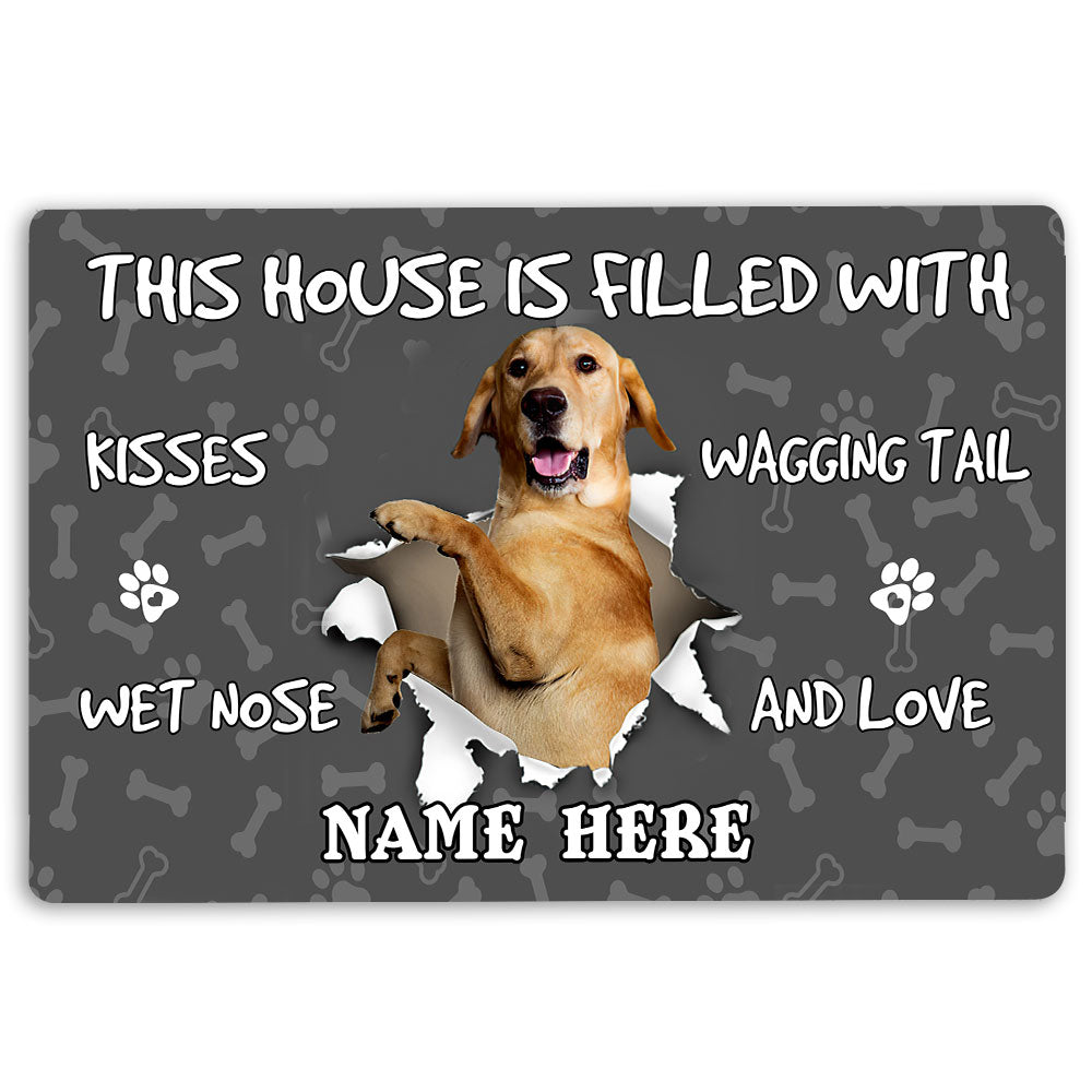 Labrador Retriever Rubber Doormat, Labrador Retriever Dog Lover Pawprint Welcome Doormat, Custom Name Indoor Outdoor Door Mat, Home Decor
