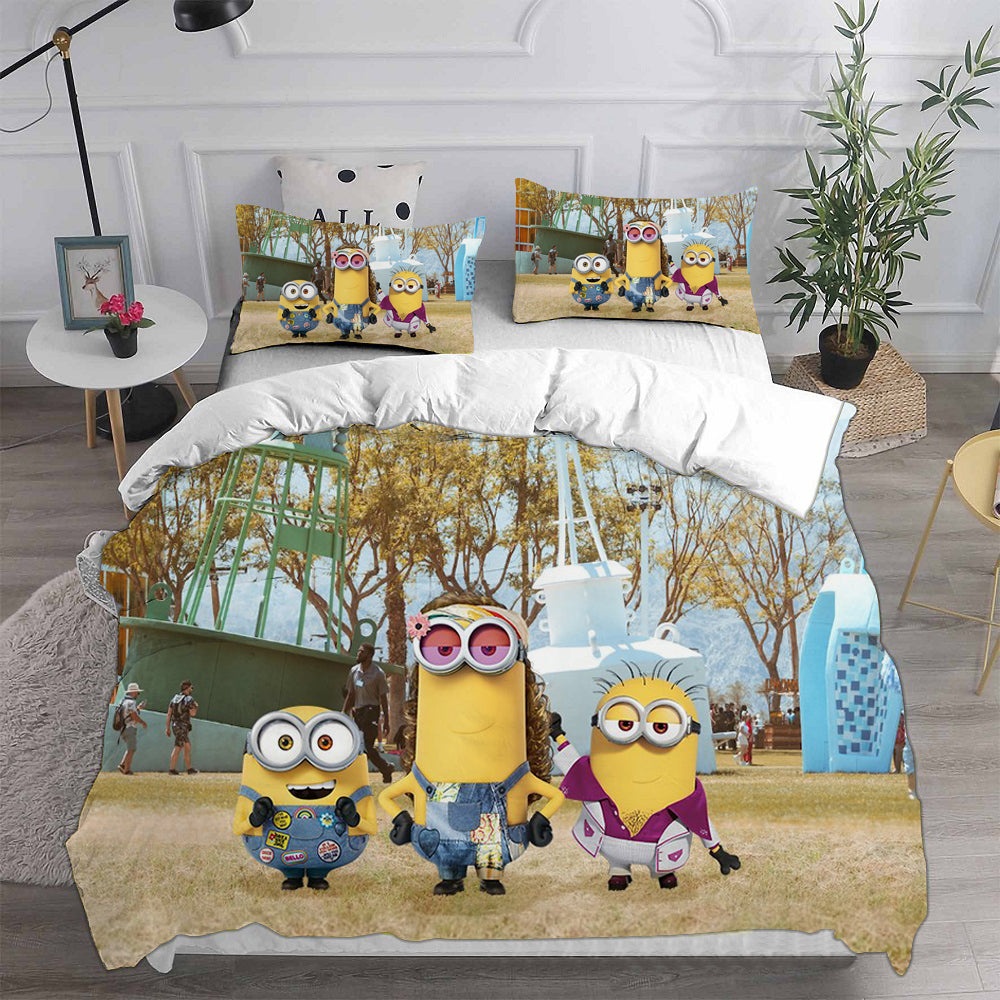 Minions 2 The Rise Of Gru Bedding Sets Duvet Cover, Flatsheet, Pillowcases Perfect Gift For Fans