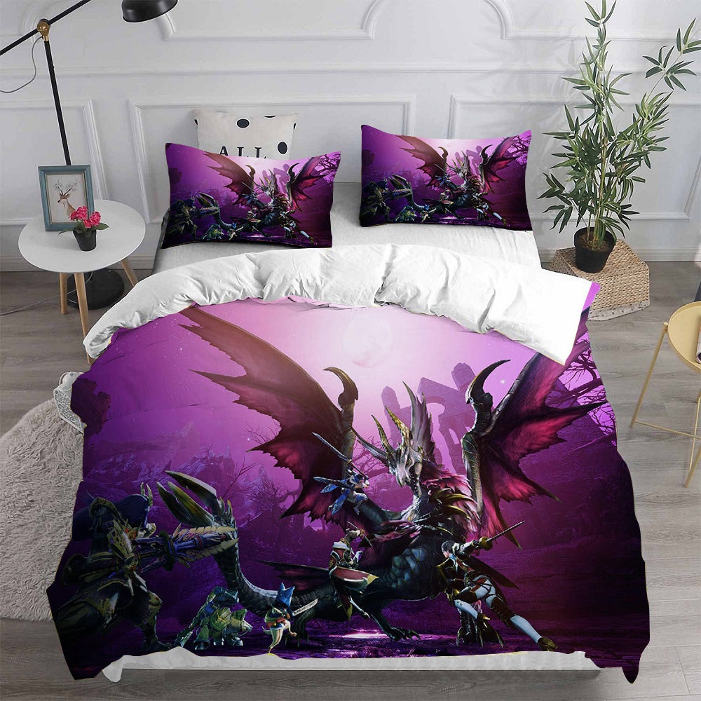 Monster Hunter Bedding Sets Gift For Halloween, Thanksgiving, Christmas