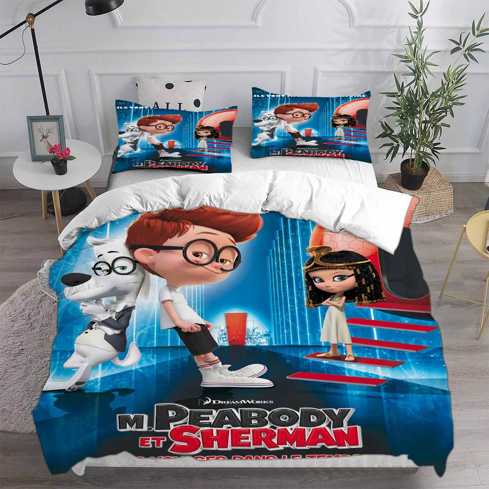 Mr. Peabody & Sherman Bedding Sets Duvet Cover, Flatsheet, Pillowcases Perfect Gift For Fans