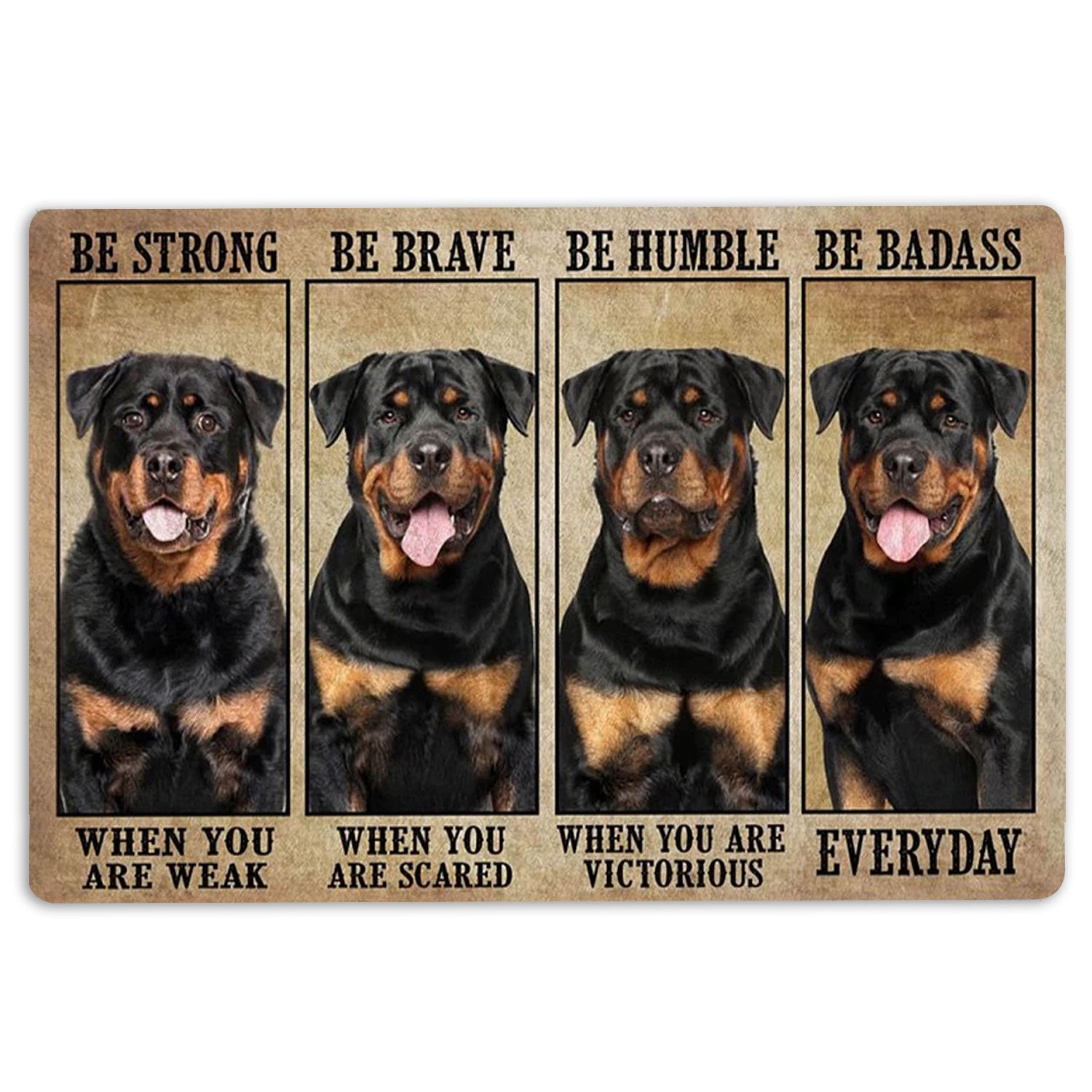 Rottweiler Rubber Doormat, Be Strong Brave Humble Badass Rottweiler Dog Gift For Dog Lovers Welcome Doormat, Indoor Outdoor Door Mat, Home Decor