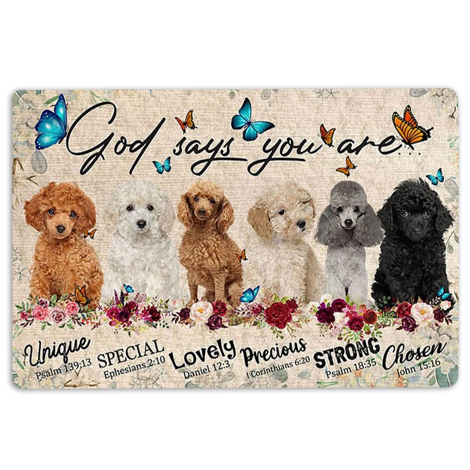 Poodle Rubber Doormat, Poodles Dog God Says You Are Unique Gifts For Dog Lover Welcome Doormat, Indoor Outdoor Door Mat, Home Decor