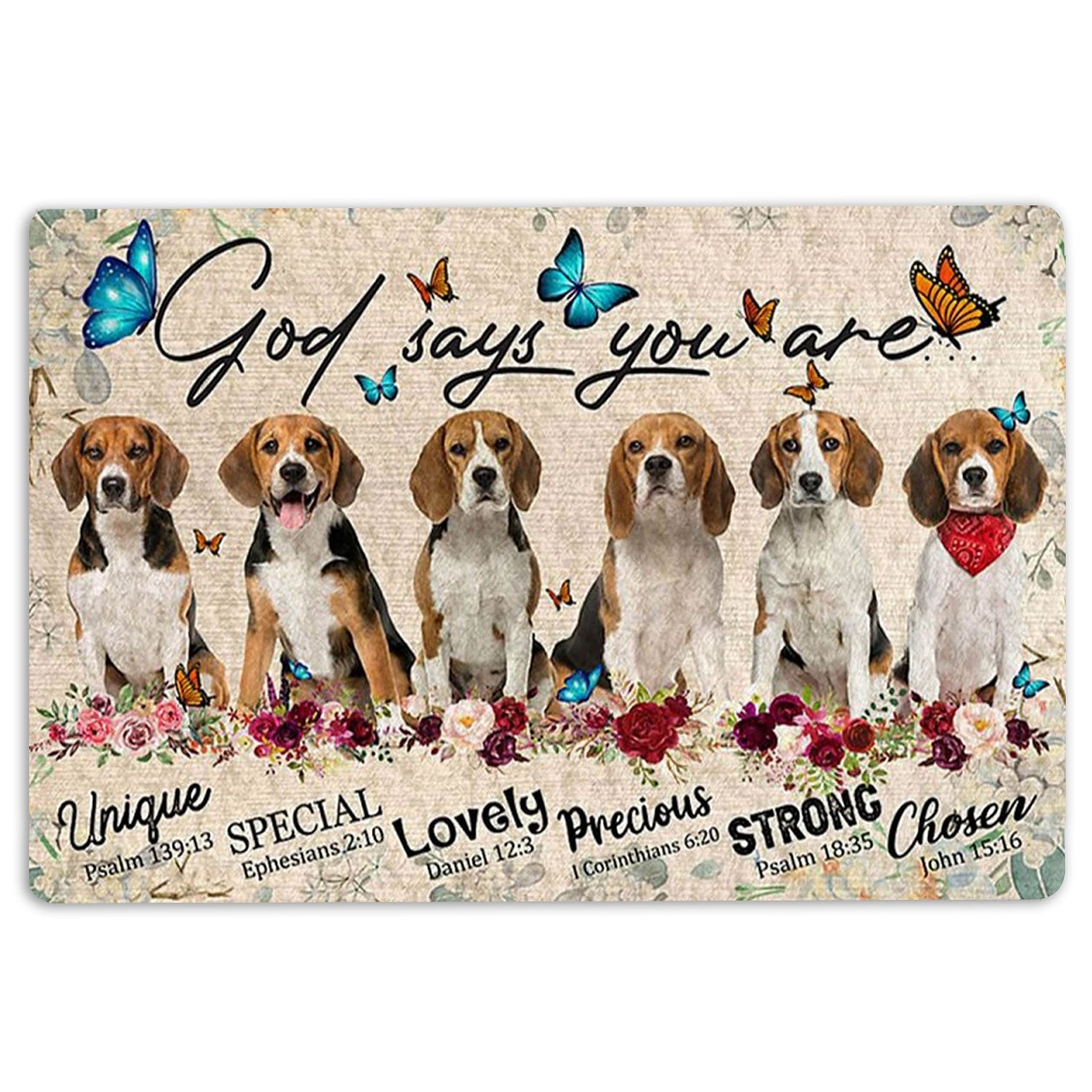 Beagle Rubber Doormat, Beagles Dog God Says You Are Unique Gifts For Dog Lover Welcome Doormat, Indoor Outdoor Door Mat, Home Decor
