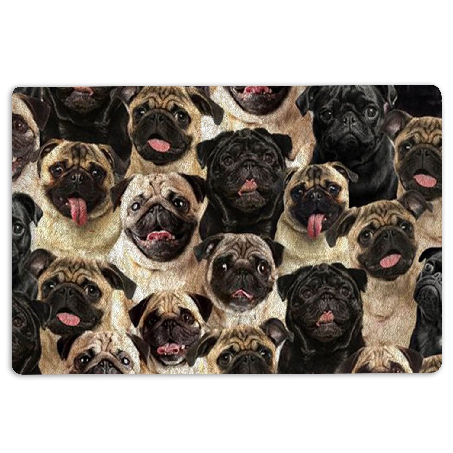 Pug Rubber Doormat, A Bunch Of Pugs Dog Pattern Gifts For Dog Lover Dog Mom Gifts Welcome Doormat, Indoor Outdoor Door Mat, Home Decor