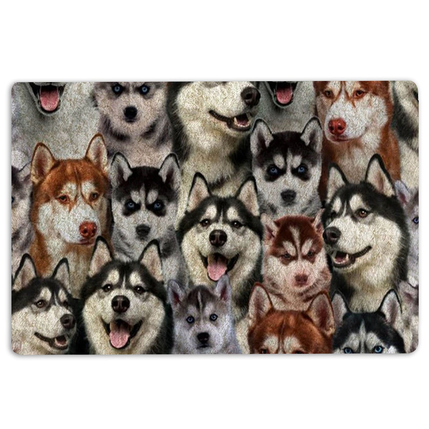Husky Rubber Doormat, A Bunch Of Huskies Husky Sibir Dog Pattern Gifts For Dog Lover Welcome Doormat, Indoor Outdoor Door Mat, Home Decor