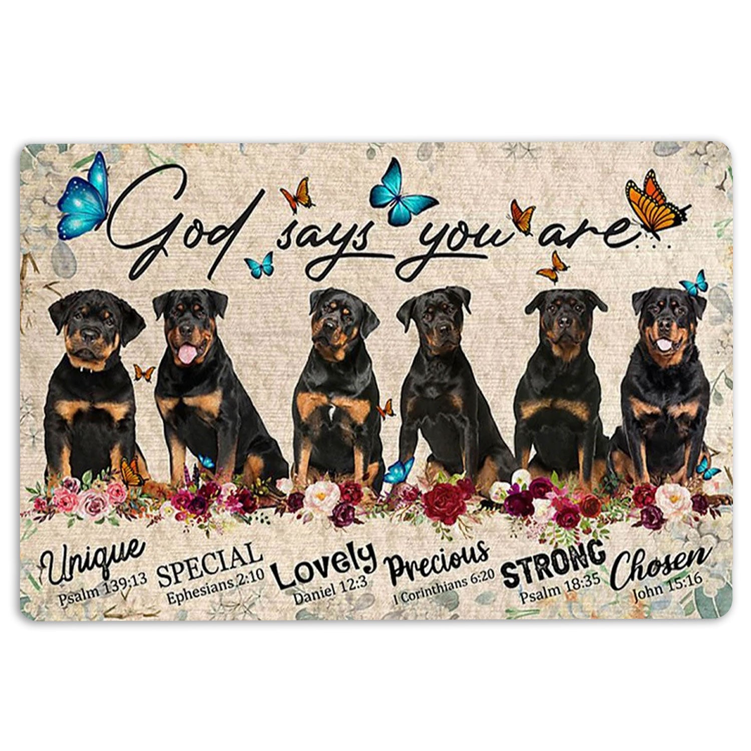 Rottweiler Rubber Doormat, Rottweilers Dog God Says You Are Unique Gifts For Dog Lover Welcome Doormat, Indoor Outdoor Door Mat, Home Decor