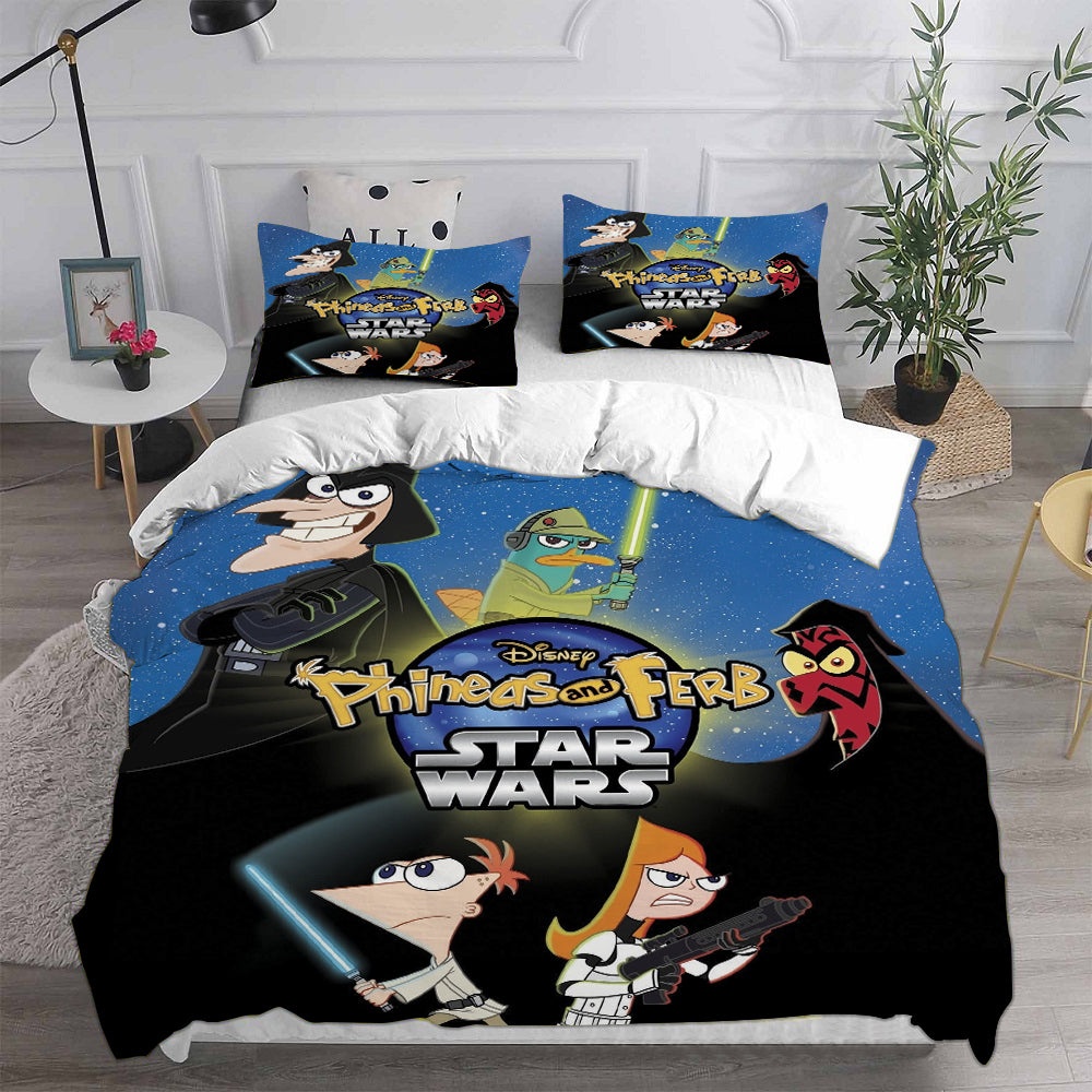 Phineas and Ferb Decorative Bedding Sets For Fan, Halloween, Christmas, Thanksgiving