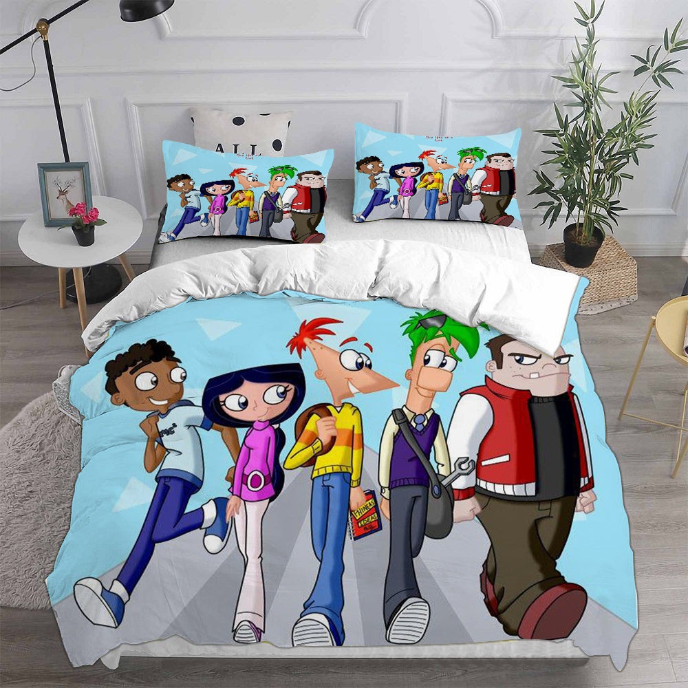 Phineas and Ferb Bedding Sets Gift For Fathers Day, Halloween, Christmas