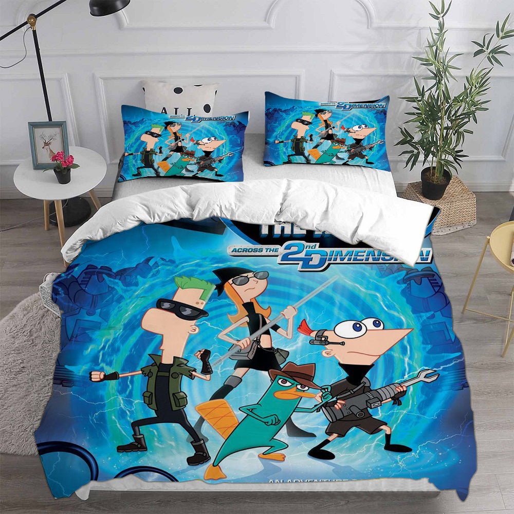 Phineas and Ferb Bedding Sets Gift For Birthday, Halloween, Christmas, Thanksgiving