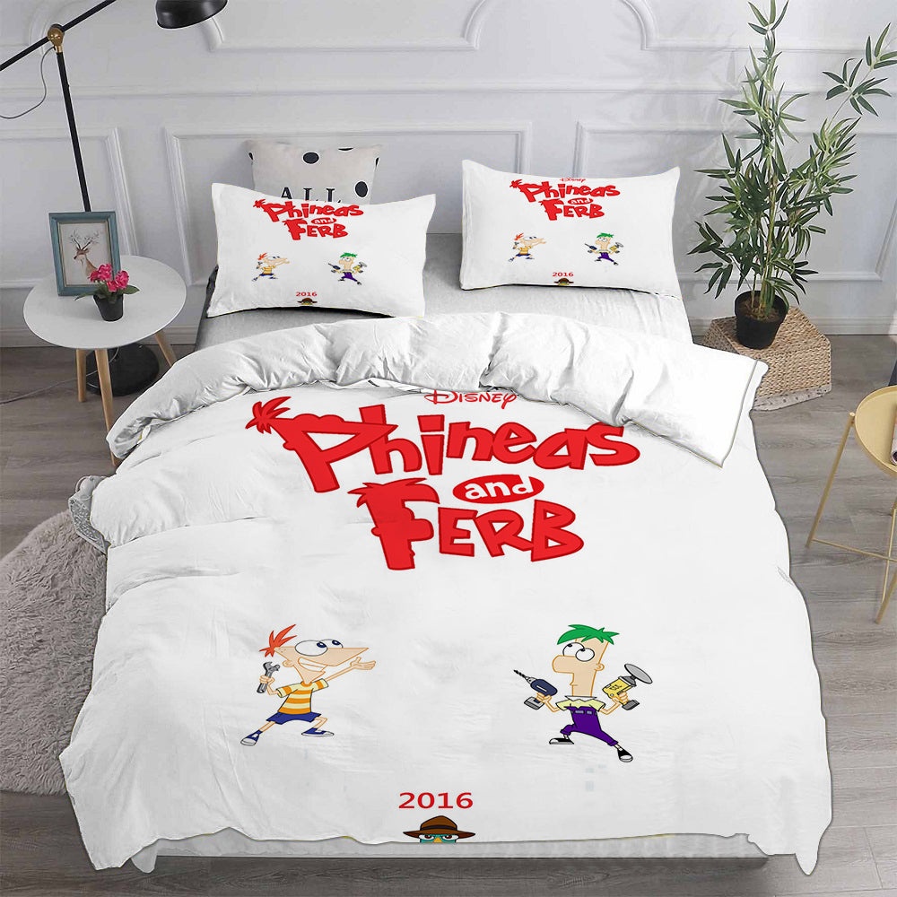 Phineas and Ferb Bedding Sets Gift For Halloween, Thanksgiving, Christmas