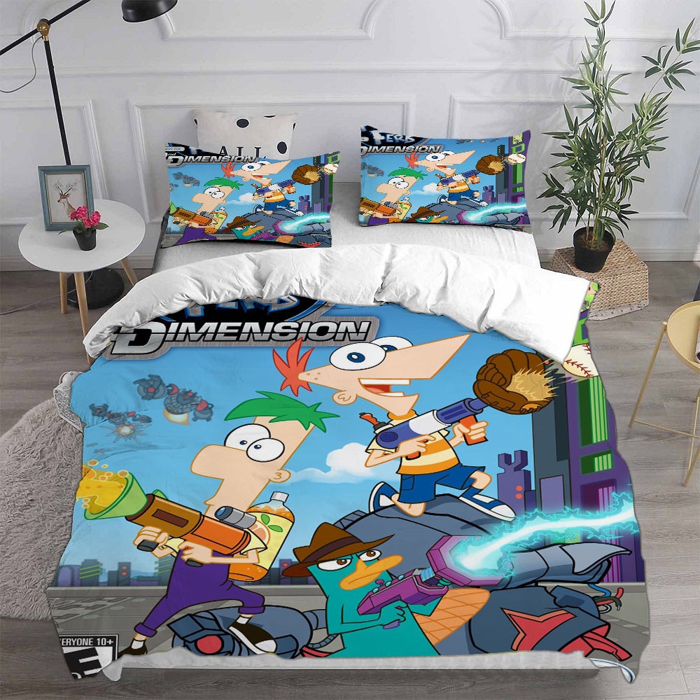 Phineas and Ferb Bedding Sets Gift For Christmas, Birthday, Thanksgiving