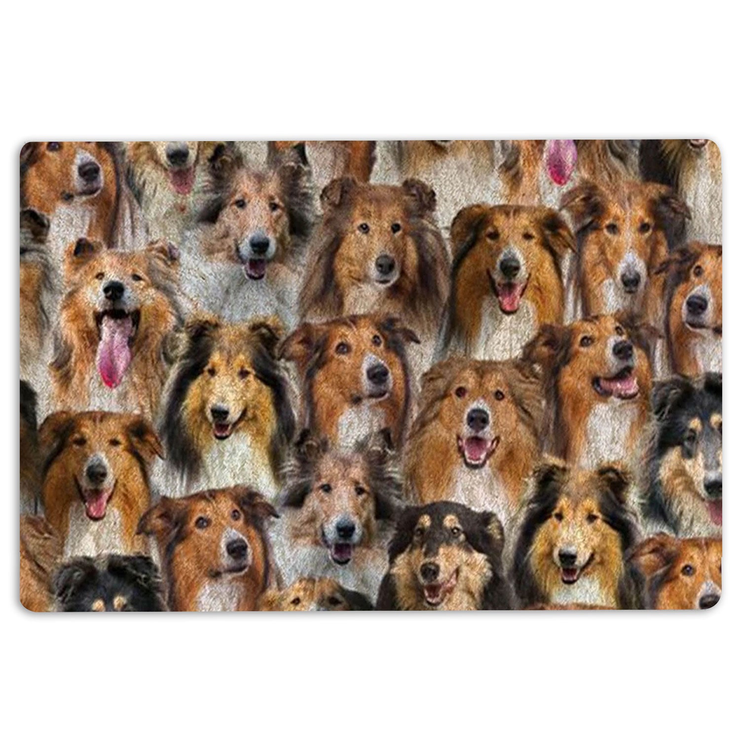 Rough Collie Rubber Doormat, A Bunch Of Rough Collies Dog Pattern Gifts For Dog Lover Welcome Doormat, Indoor Outdoor Door Mat, Home Decor