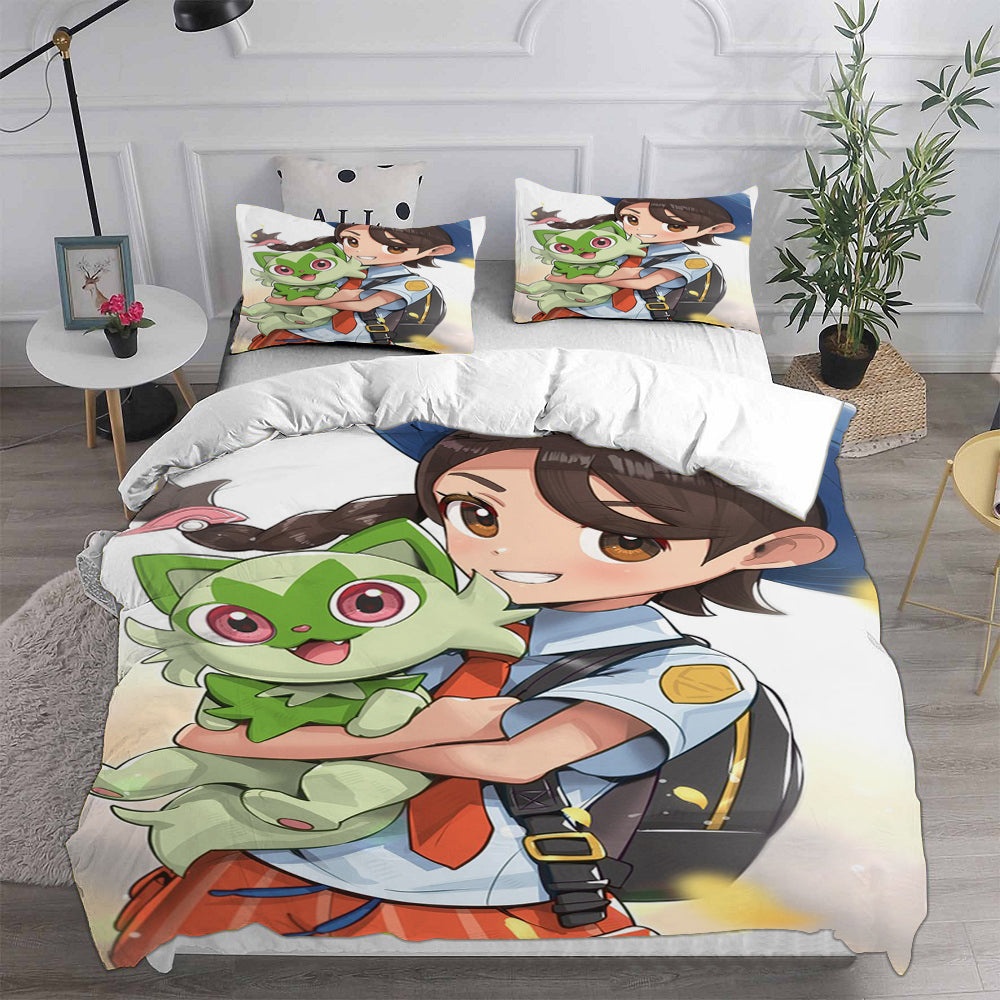 Pokemon Scarlet And Violet Bedding Sets Duvet Cover, Flatsheet, Pillowcase For Your Lover