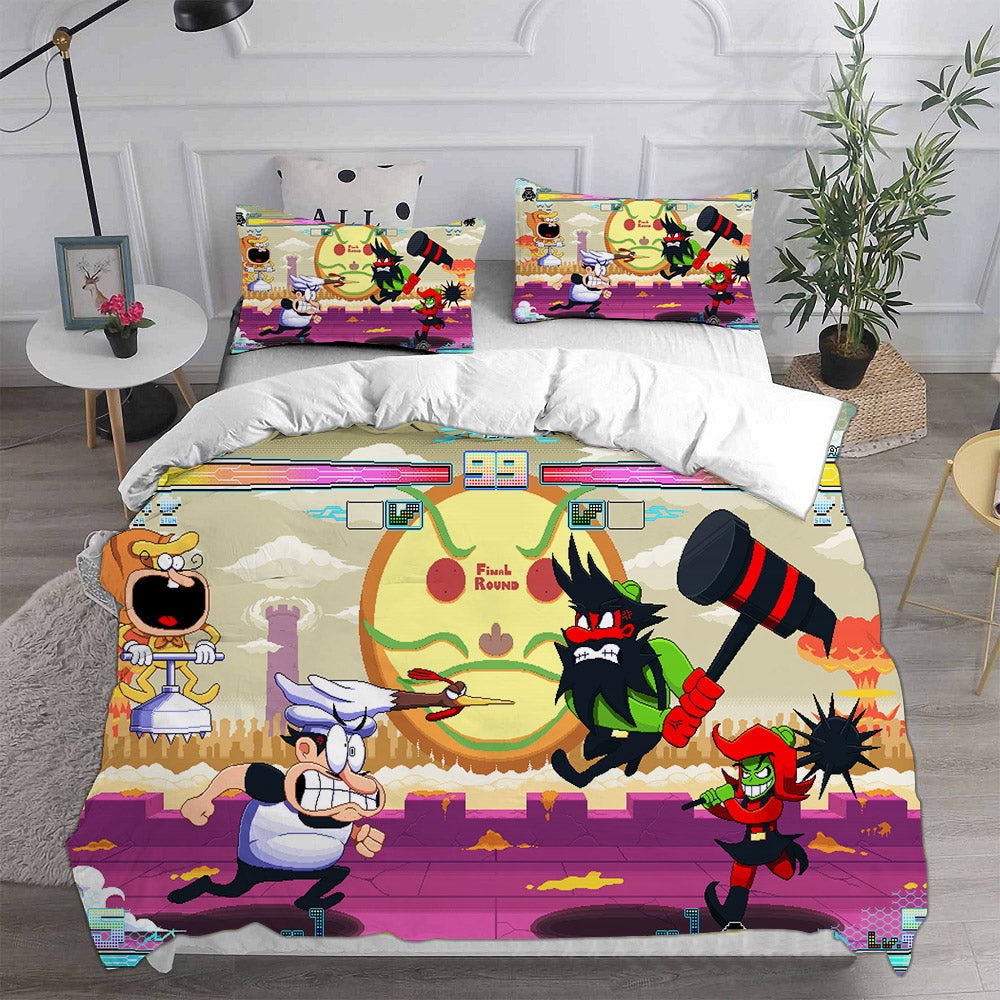 Pizza Tower Decorative Bedding Sets For Fan, Halloween, Christmas, Thanksgiving