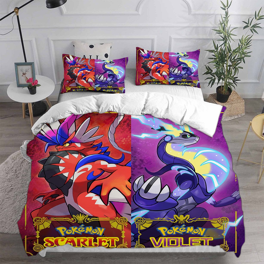 Pokemon Scarlet And Violet Bedding Sets Gift For Christmas, Halloween, Black Friday