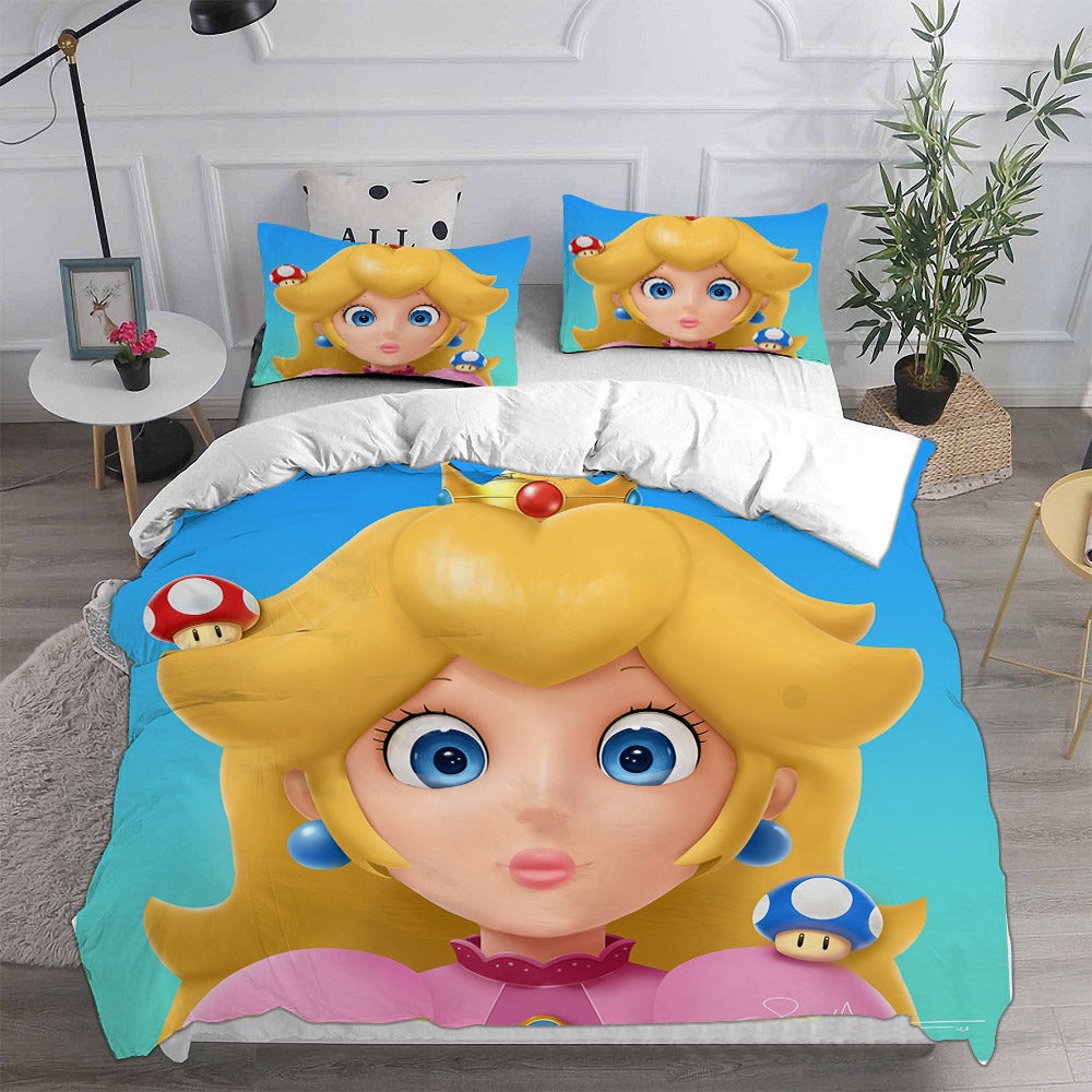 Princess Peach Bedding Sets Duvet Cover, Flatsheet, Pillowcase For Your Lover
