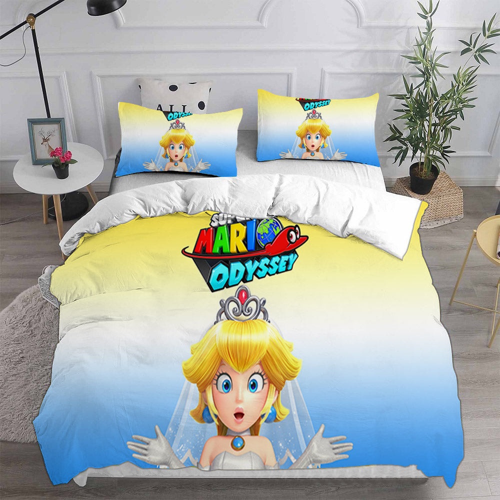 Princess Peach Bedding Sets Gift For Halloween, Thanksgiving, Christmas