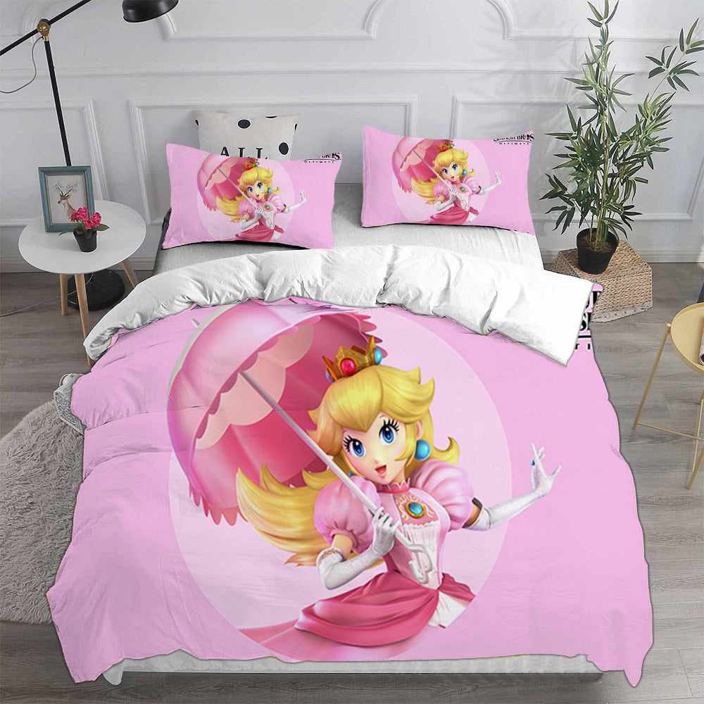Princess Peach Decorative Bedding Sets For Fan, Halloween, Christmas, Thanksgiving