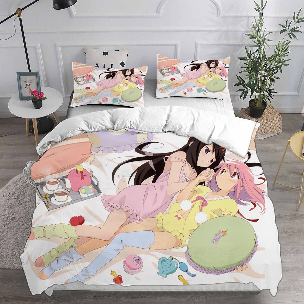 Puella Magi Madoka Magica Bedding Sets Duvet Cover, Flatsheet, Pillowcases Perfect Gift For Fans