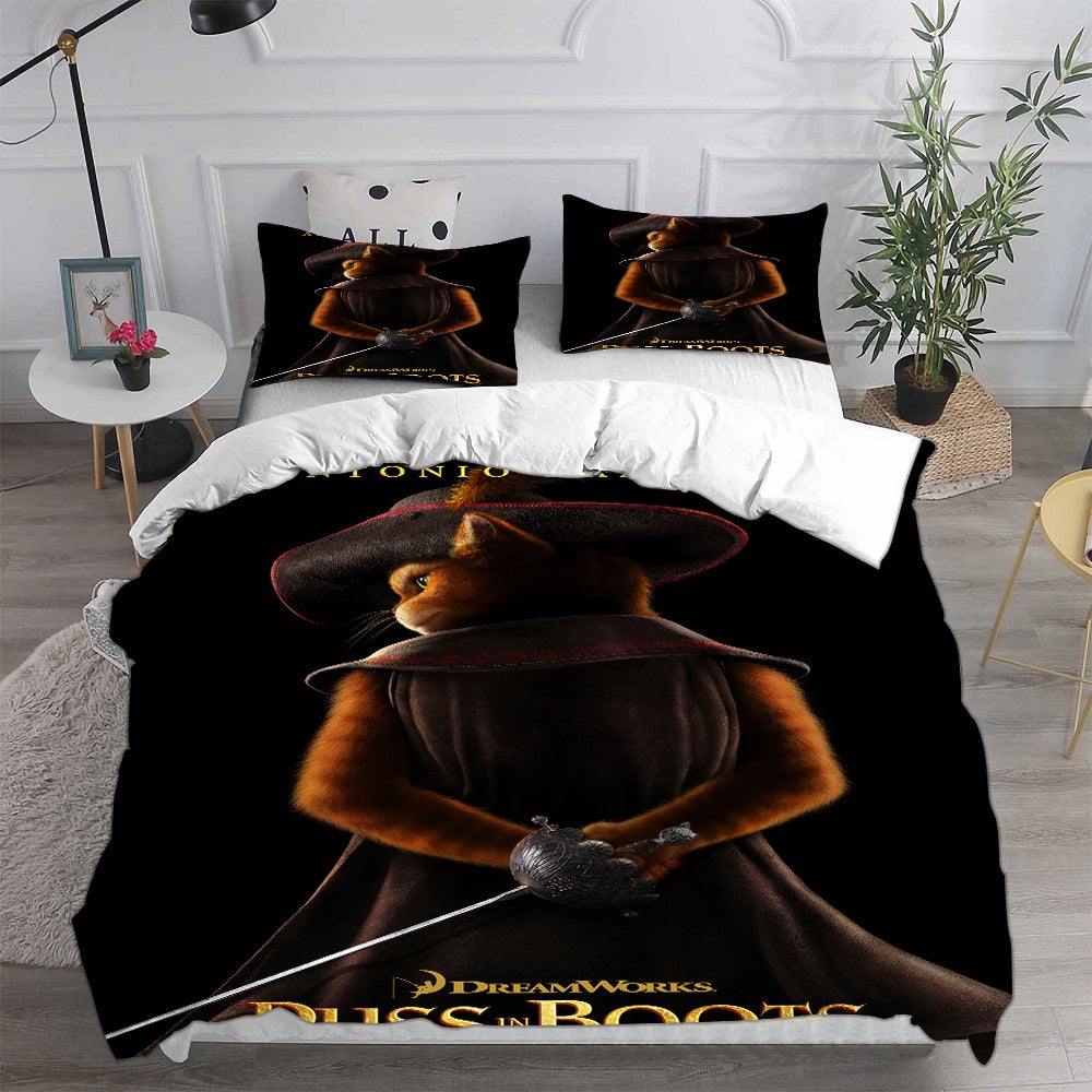 Puss in Boots Bedding Sets Gift For Fathers Day, Halloween, Christmas