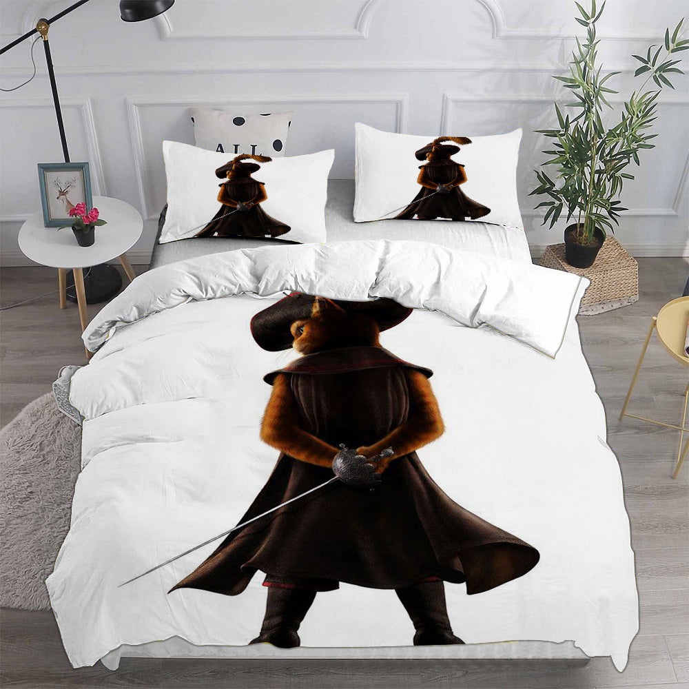 Puss in Boots Bedding Sets Gift For Birthday, Halloween, Christmas, Thanksgiving