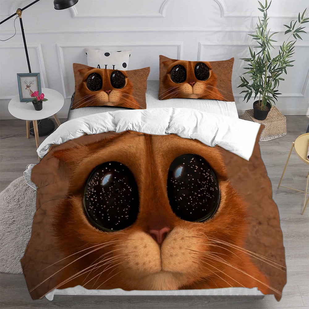 Puss in Boots Bedding Sets Gift For Christmas, Birthday, Thanksgiving