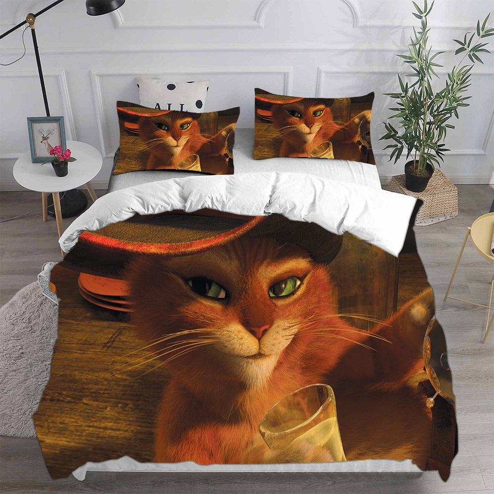 Puss in Boots Bedding Sets Gift For Christmas, Halloween, Black Friday