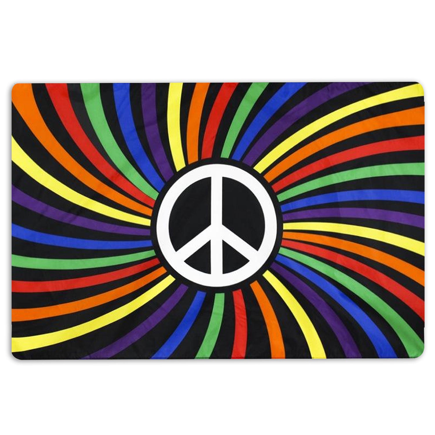 Hippie Rubber Doormat, Hippie Peace Sign Rainbow Colorful Lgbt Lgbtq Pride Love Is Love Welcome Doormat, Indoor Outdoor Door Mat, Home Decor