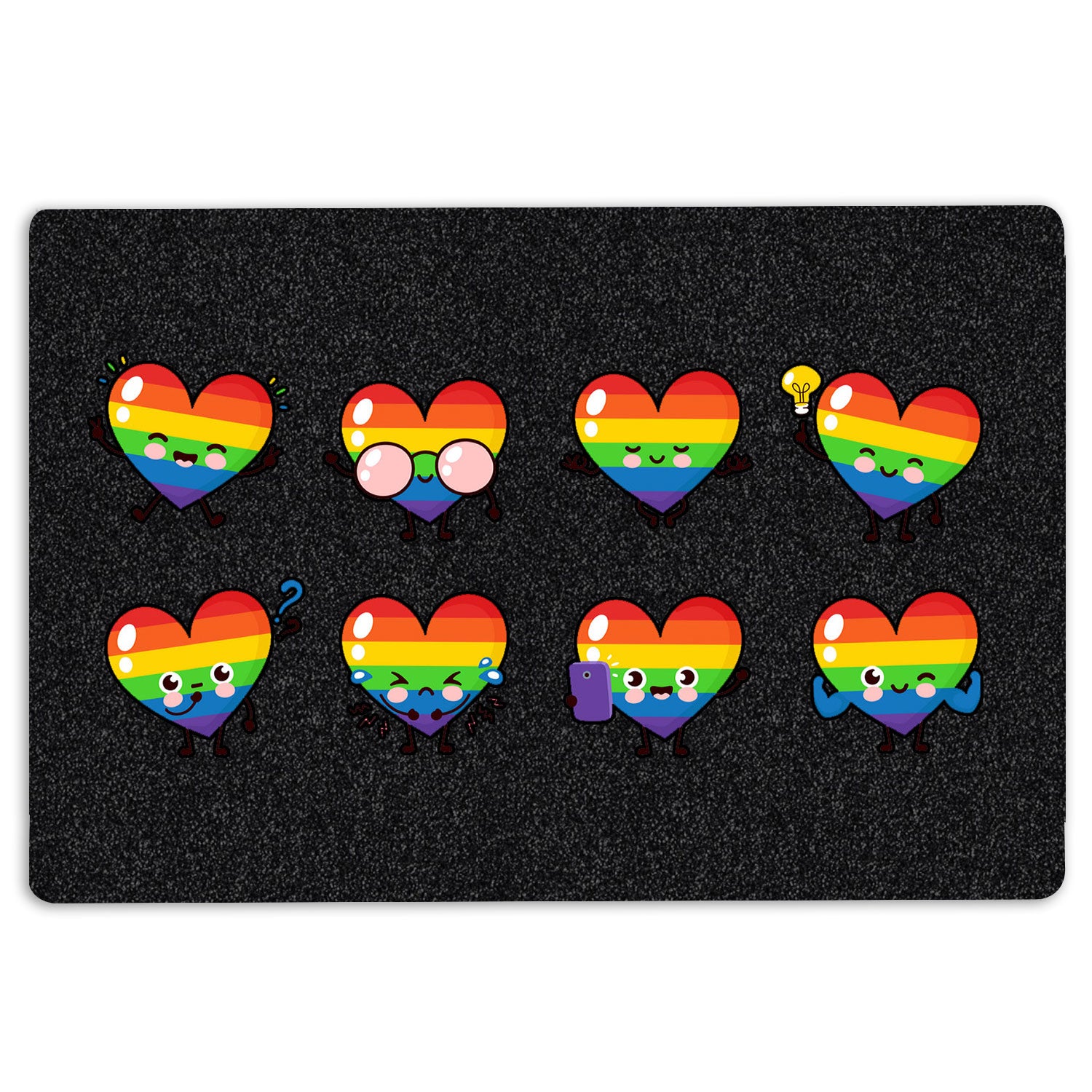Lgbt Rubber Doormat, Lgbt Lgbtq Rainbow Flag Colorful Pride Love Is Love Heart Welcome Doormat, Indoor Outdoor Door Mat, Home Decor