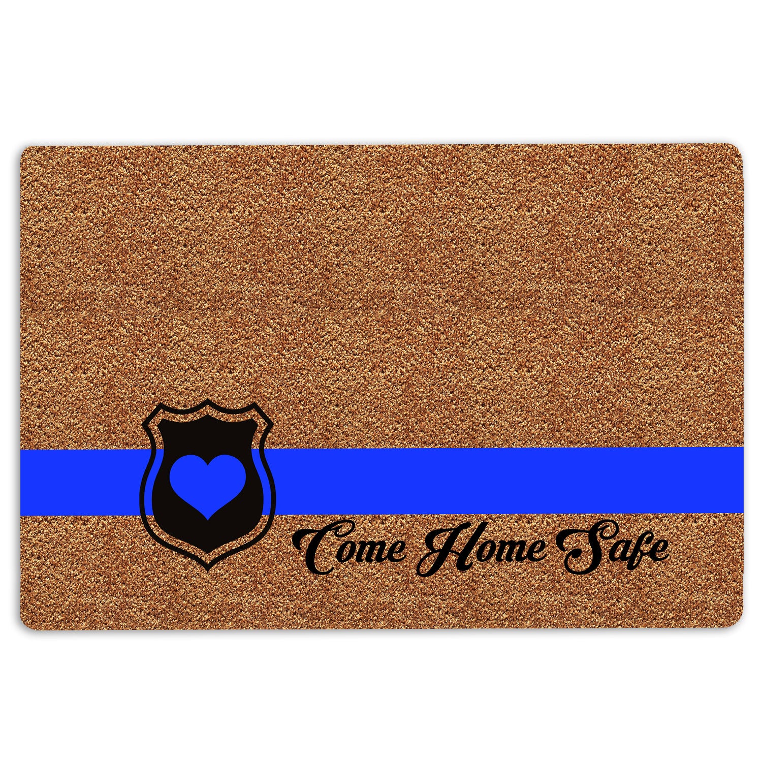 Police Rubber Doormat, Police Thin Blue Line Come Home Safe Back The Blue Gift Welcome Doormat, Indoor Outdoor Door Mat, Home Decor