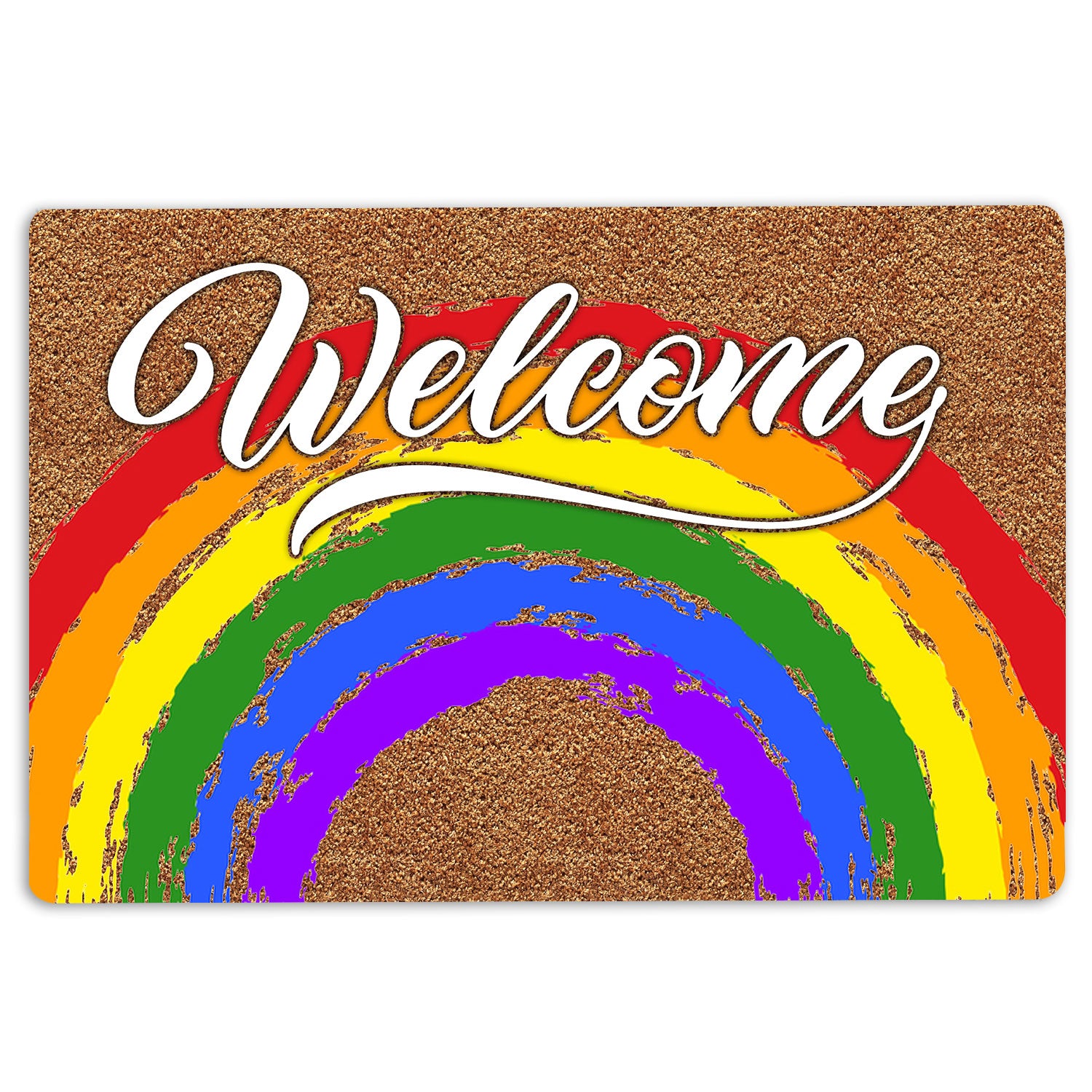 Lgbt Rubber Doormat, Rainbow Flag Welcome Colorful Lgbt Lgbtq Pride Love Is Love Welcome Doormat, Indoor Outdoor Door Mat, Home Decor