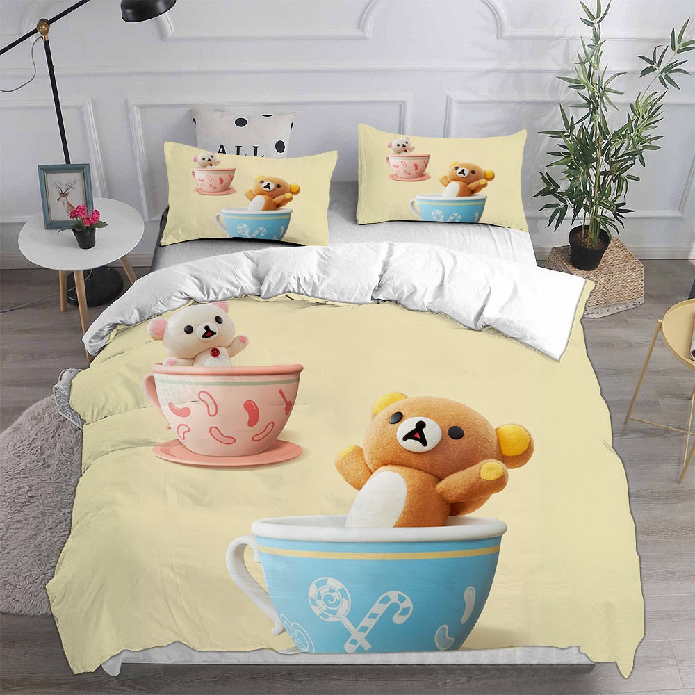 Rilakkumas Theme Park Adventure Bedding Sets Duvet Cover, Flatsheet, Pillowcases Perfect Gift For Fans