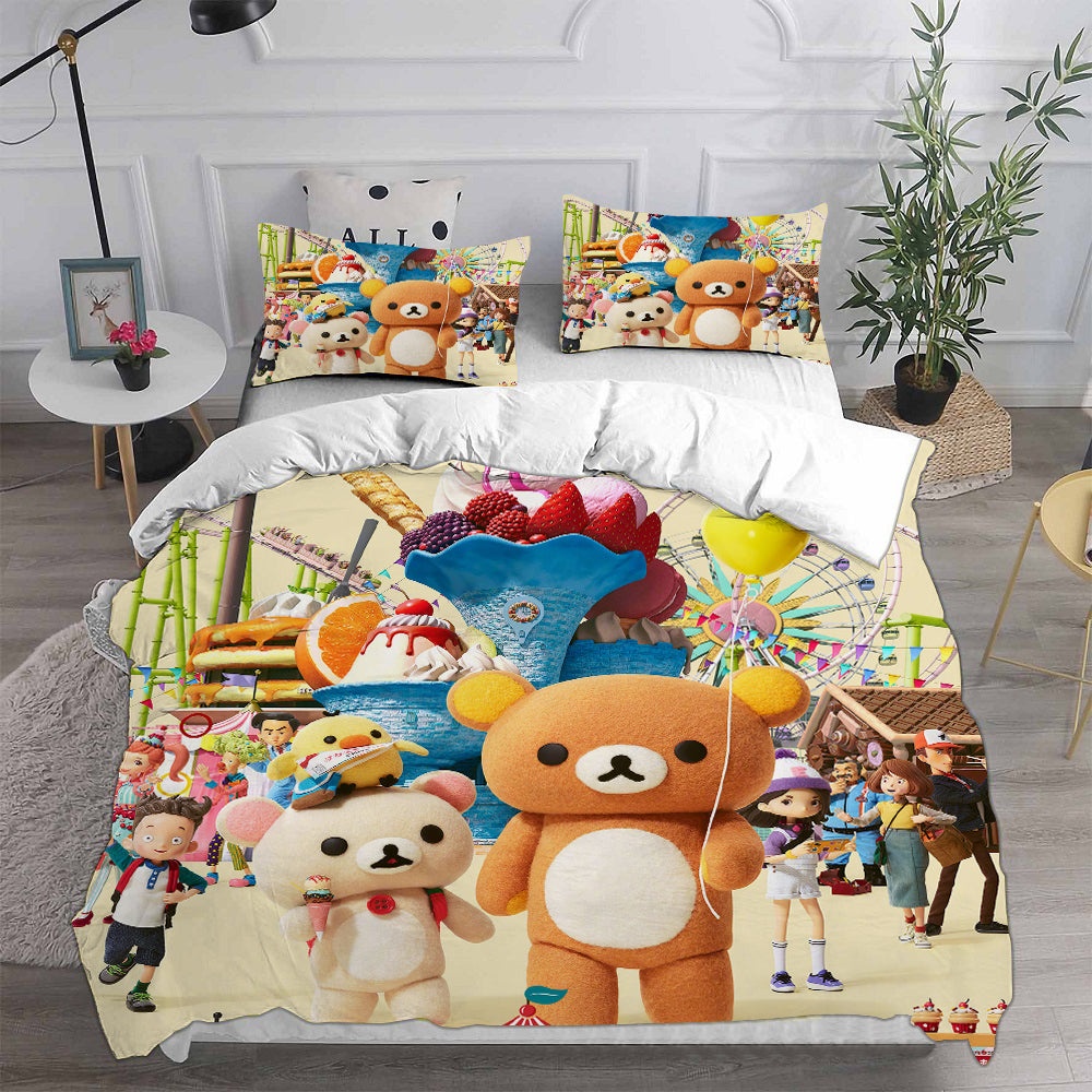 Rilakkumas Theme Park Adventure Bedding Sets Gift For Birthday, Halloween, Christmas, Thanksgiving