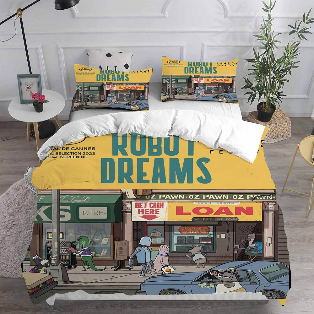 Robot Dreams Decorative Bedding Sets For Fan, Halloween, Christmas, Thanksgiving