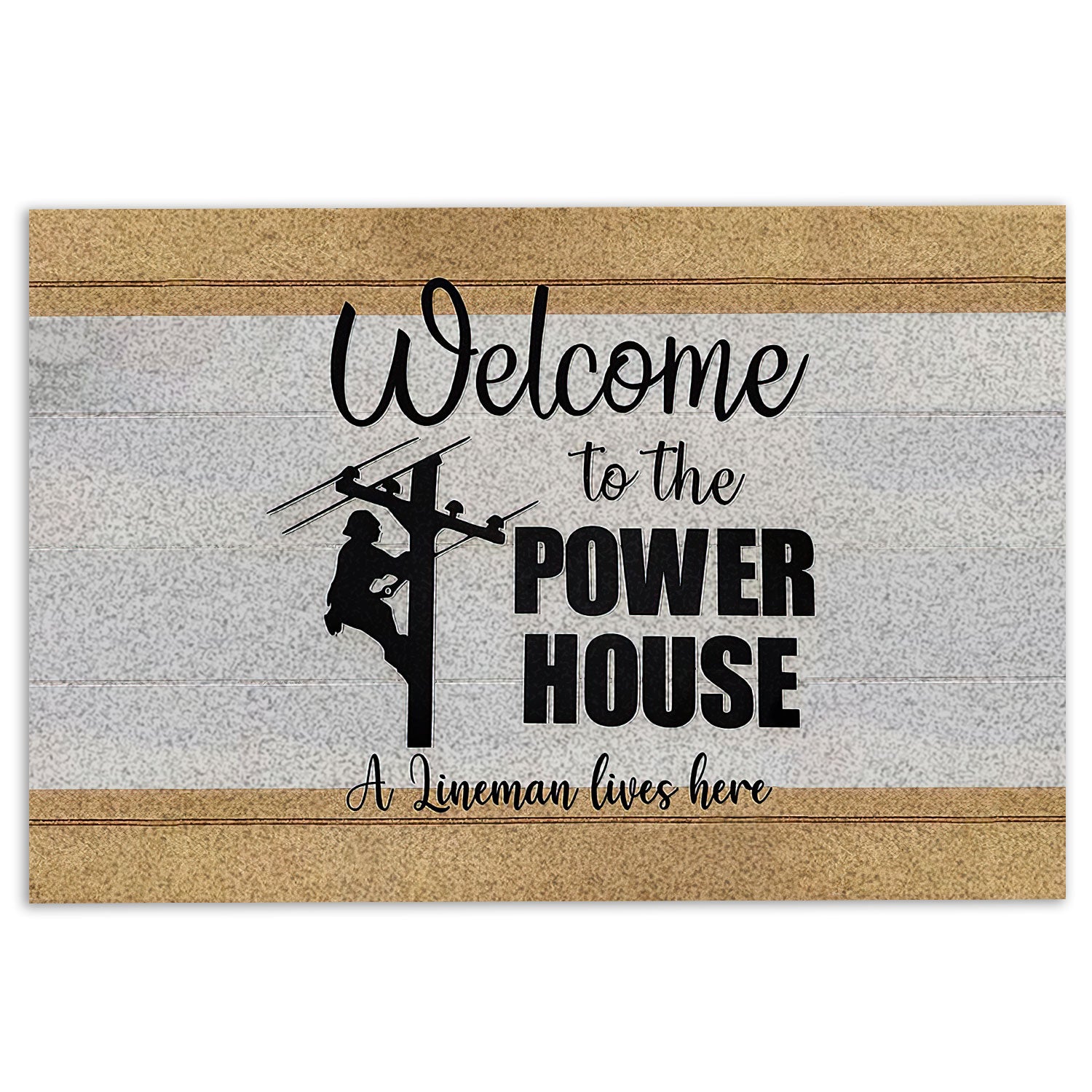 Lineman Rubber Doormat, Welcome To The Power House, A Lineman Lives Here Unique Gift Welcome Doormat, Indoor Outdoor Door Mat, Home Decor