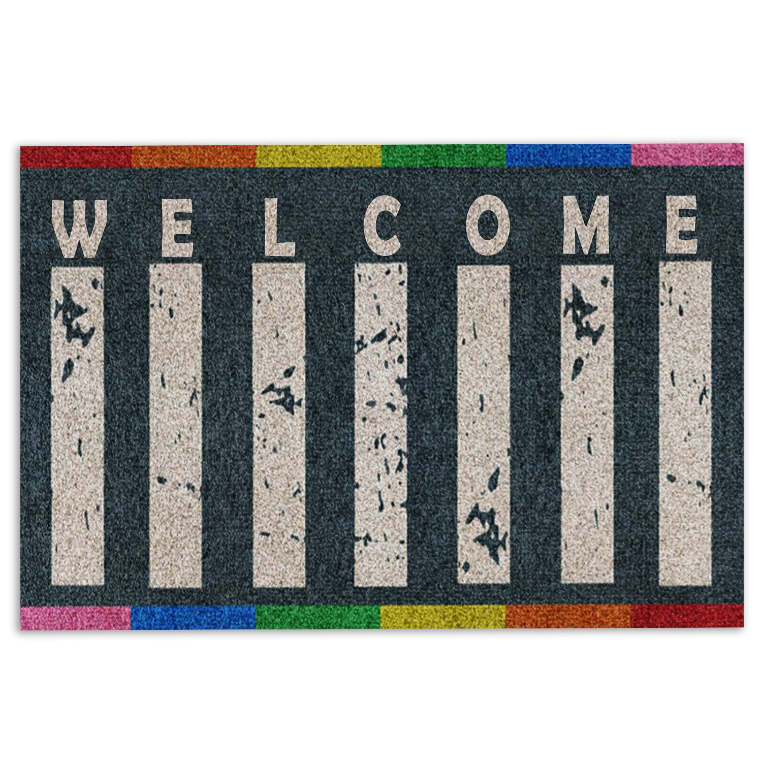Lgbt Rubber Doormat, Lgbt Lgbtq Welcome Pride Support Rainbow Color Welcome Doormat, Indoor Outdoor Door Mat, Home Decor